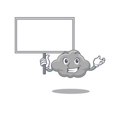 Wall Mural - An icon of grey cloud mascot design style bring a board