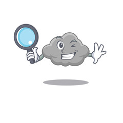 Sticker - Smart Detective of grey cloud mascot design style with tools