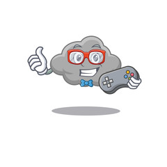 Sticker - Mascot design concept of grey cloud gamer using controller