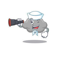 Poster - A cartoon icon of grey cloud Sailor with binocular