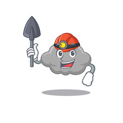 Poster - Grey cloud miner cartoon design concept with tool and helmet