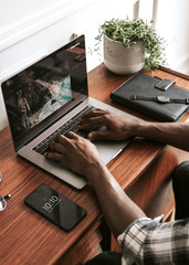 Man working on a laptop