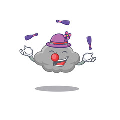 Sticker - An attractive grey cloud cartoon design style playing juggling