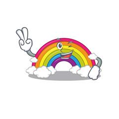 Canvas Print - Happy rainbow cartoon design concept with two fingers