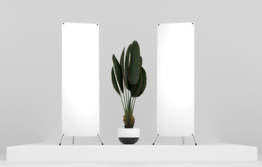 Wall Mural - x-banner stand mockup. 3d render.