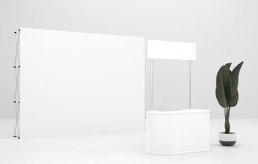 Wall Mural - wall stand banner and booth stand mockup. 3d render.