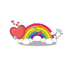 Canvas Print - A sweet rainbow cartoon character style with a heart