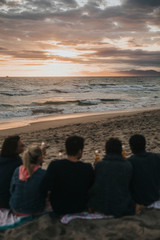 Wall Mural - Friends drinking by the beach