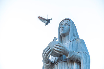 Saigon Notre-Dame Cathedral Basilica (Basilica of Our Lady of The Immaculate Conception) on blue sky background in Ho Chi Minh city, Vietnam. Ho Chi Minh is a popular tourist destination of Asia.