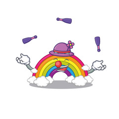 Poster - An attractive rainbow cartoon design style playing juggling