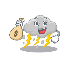 Poster - Rich cloud stormy cartoon design holds money bags