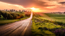 Sunset On Country Road In Gawler In South Australia