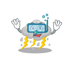 Poster - Cloud stormy mascot design concept wearing diving glasses