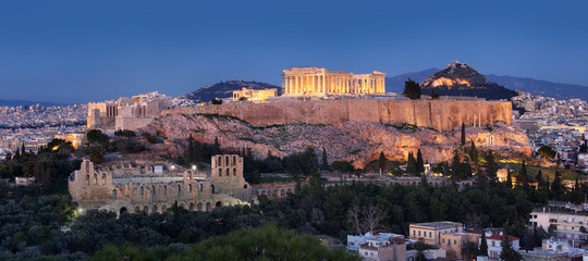 Poster - Acropolis - Parthenon of Athens at dusk time, Greece