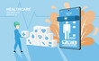 Healthcare and medical application on mobile service. vector illustration about healthcare