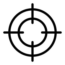 Gun Target Icon. Outline Gun Target Vector Icon For Web Design Isolated On White Background