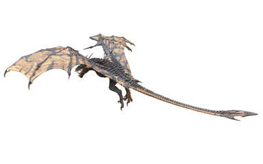 Fantasy dragon isolated on white 3d illustration