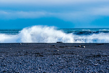 Waves Breaking On Beach
