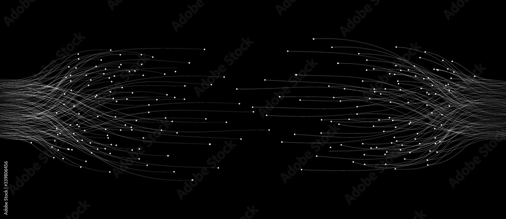 abstract  lines with dots over dark background. connecting or big data concept - obrazy, fototapety, plakaty 