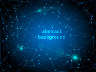 Poster - abstract blue background with connected dots and lines. global network concept