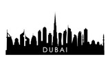 Fototapeta Las - Dubai UAE skyline silhouette. Black Dubai  city design isolated on white background.