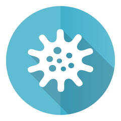 Aufkleber - Virus blue round flat design vector icon isolated on white background, bacteria, pathogen, infection illustration in eps 10