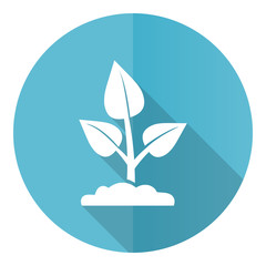 Poster - Nature plant blue round flat design vector icon isolated on white background, organic, ecology illustration in eps 10