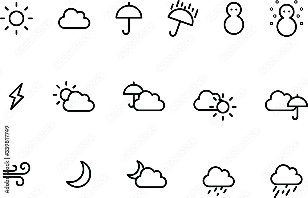 天気のアイコンのセット イラスト かわいい Wall Mural Yugoro