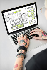 website development layout sketch drawing