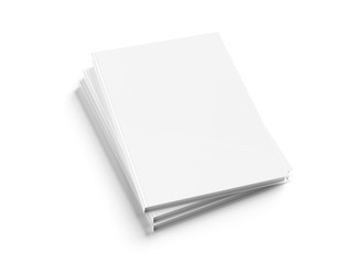 Wall Mural - blank a4 book hardcover pile mockup isolated on white 3d rendering
