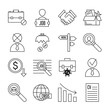 Collection of unemployment icons. Line art pictogram