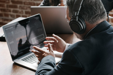 Businessman recording a podcast