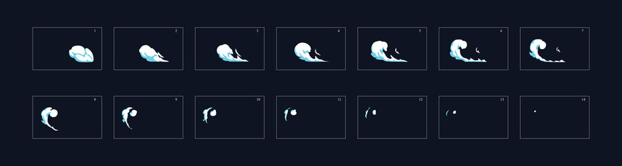 dust smoke effect. First start smoke effect. The effect of fast start. dusty fast movement animation. Sprite sheet for game, cartoon or animation