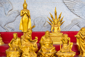 Golden Buddha Chinese style pattern at Wat Leng Nei Yee 2 Temple.Bangkok, Thailand