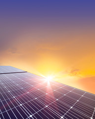 Wall Mural - solar panels reflect sparkling light from the sun ,clean energy and environment