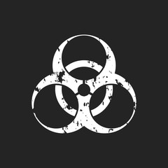Wall Mural - Biohazard vector icon, grunge style, biohazard warning symbol on black background