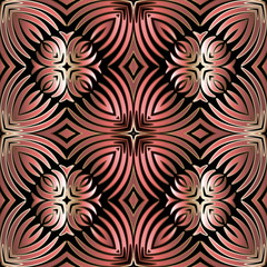  3d abstract vector seamless pattern. Ornamental flowing swirl shapes background. Radial line art tracery surface ornament. Textured geometric repeat backdrop. Modern striped floral 3d design