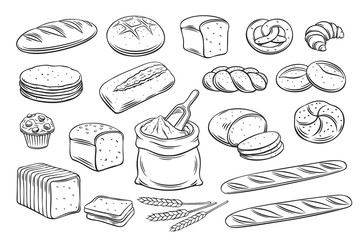 Wall Mural - Bread outline icons