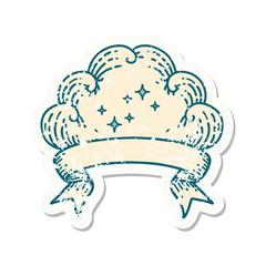 grunge sticker with banner of a cloud