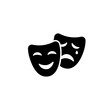 Comic and tragic mask icon in black simple design on an isolated background. EPS 10 vector