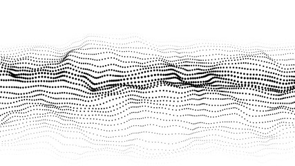 Vector abstract white futuristic background. Big data visualization. Digital dynamic wave of particles.