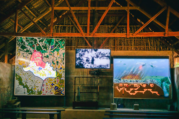 Wall Mural - Cu Chi tunnel, historic famous place in Vietnam war, army dig underground dug out to living, now it's heritage destination for Viet Nam travel in Ho Chi Minh city