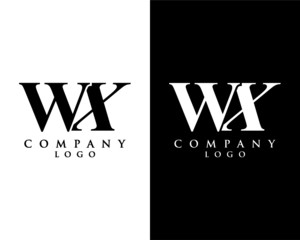 Wall Mural - initial letter WX, XW  logo type company name black and white design. vector logo for business and company identity