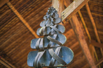 Wall Mural - Showcase of smart sandals worn during Vietnam War in Cu Chi tunnels, Ho Chi Minh city, Vietnam