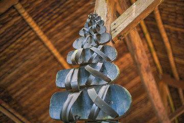 Wall Mural - Showcase of smart sandals worn during Vietnam War in Cu Chi tunnels, Ho Chi Minh city, Vietnam