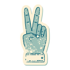 peace symbol two finger hand gesture grunge sticker