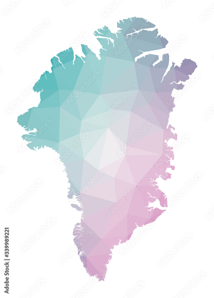 Polygonal map of Greenland. Geometric illustration of the country in ...