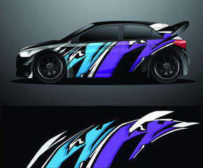 Rally car decal graphic wrap vector, abstract background