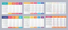 Table Price Template. Vector. Comparison Plan Chart. Set Pricing Data Grid With 4 Columns. Checklist Compare Tariff Banner. Comparative Spreadsheet With Options. Color Illustration. Flat Simple Design