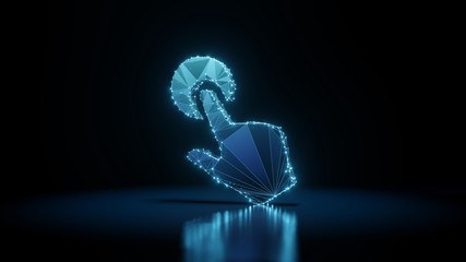 Wall Mural - 3d rendering wireframe neon glowing symbol of tap on black background with reflection